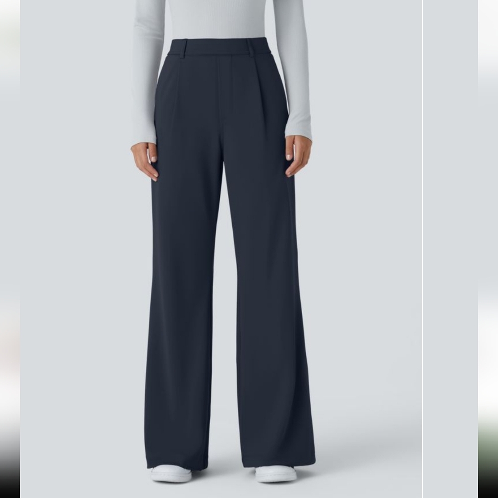 HALARA Navy Blue Flex High Waist Flare Work Pants